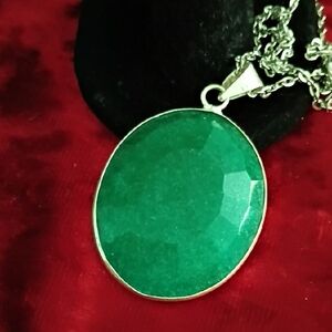 Huge Vintage 70ct Natural Faceted African Emerald Pendant 💎😀💝